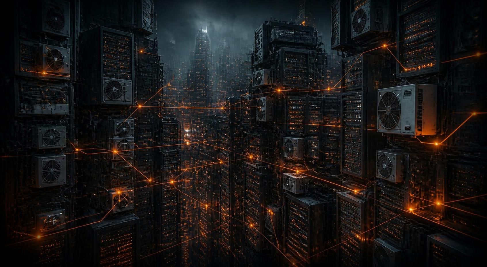 Hong Kong skyline at night: harbor towers