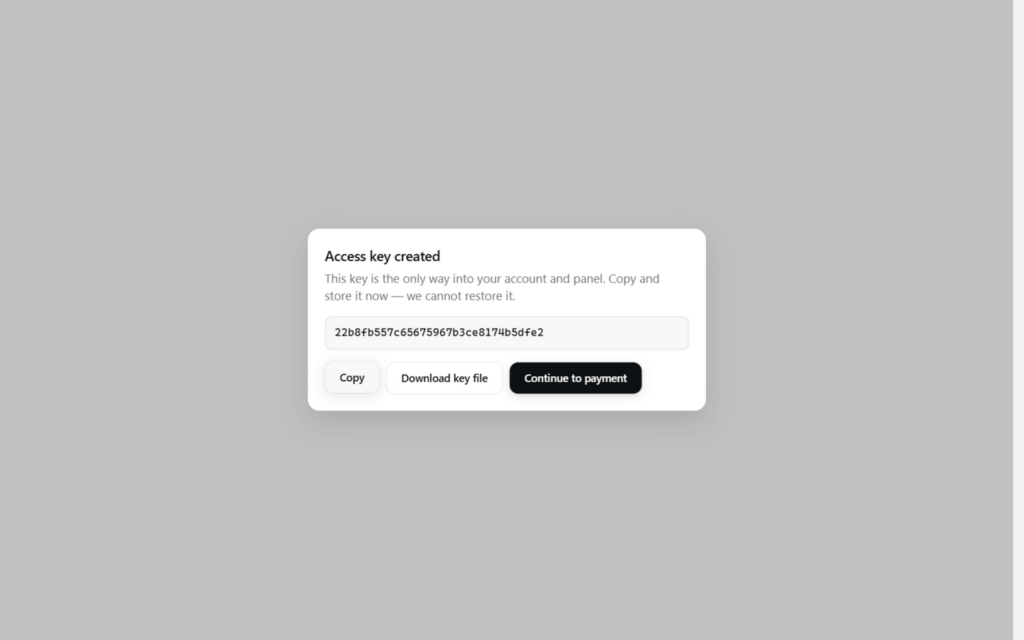 Store the access key